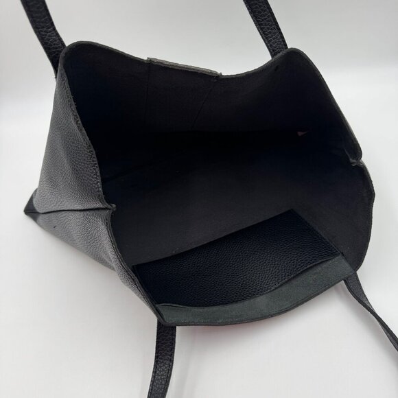 Vince Camuto Black & Gray Pebbled Leather Tote Bag With Dual Handles - Picture 4 of 7